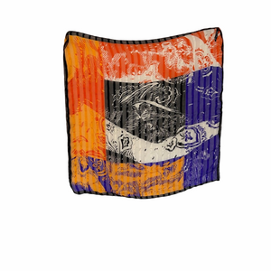 Lanvin Orange, Purple & Black Abstract Silk Scarf